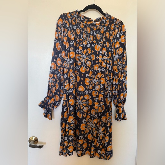 Porridge Darian Tunic Dress in Orange & Navy Long Sleeve Mini Size Medium - Picture 10 of 13